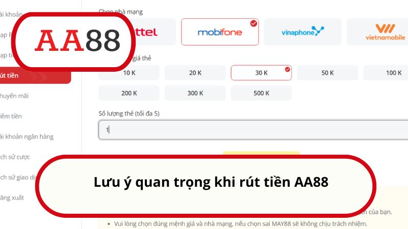 Rút tiền AA88 - Hướng dẫn quy trình thực hiện nhanh nhất 2025 4 Lưu ý quan trọng khi rút tiền AA88