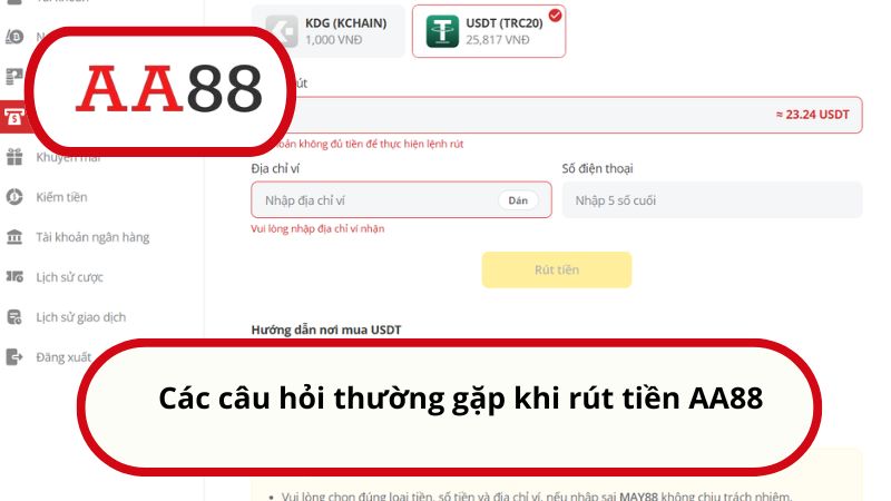 Rút tiền AA88 - Hướng dẫn quy trình thực hiện nhanh nhất 2025 5 Các câu hỏi thường gặp khi rút tiền AA88